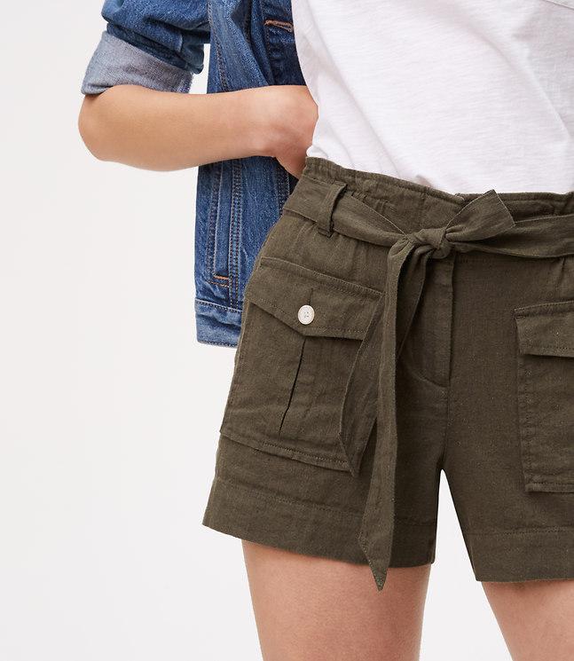 LOFT Linen Safari Shorts - Lyst